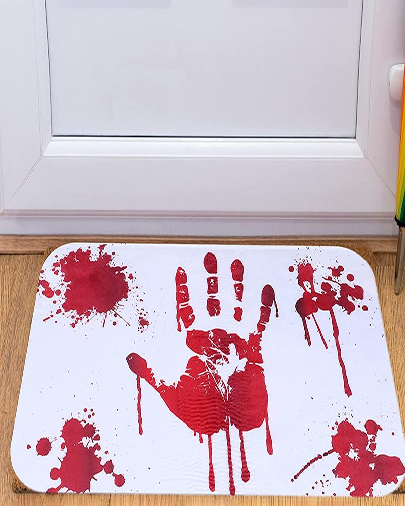 

Halloween Door Mat Blood Mats Red Footprints Mats Scary Halloween Decoration Bloody Halloween Doormat Non-Slip Floor Rug, Style1