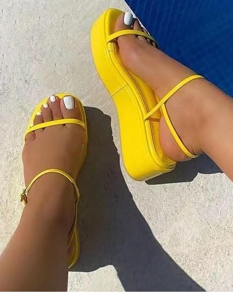 

Slingback Ankle Strap Flat Sandals, Yellow