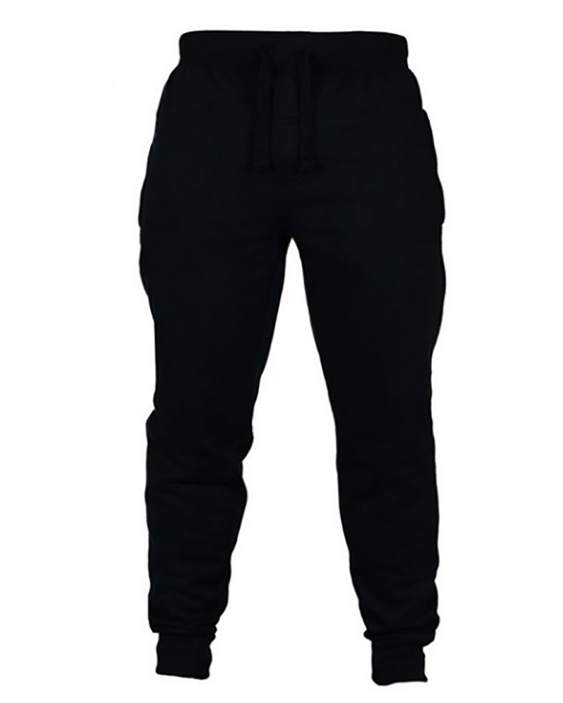 

Men Drawstring Plain Sweatpants, Black