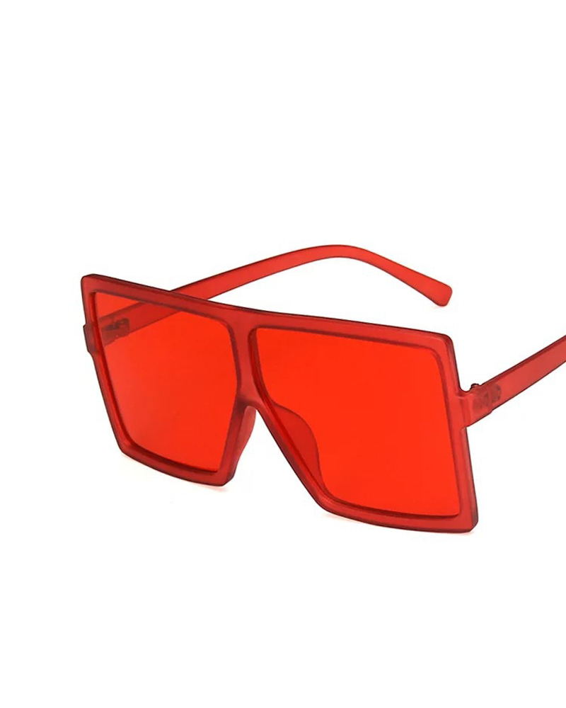 

1Pair Ombre Lens Flat Top Fashion Sunglasses, Red