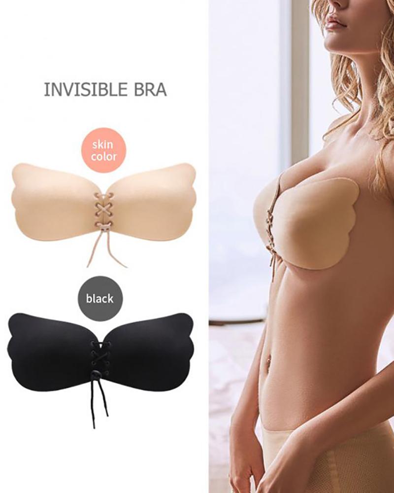 

Push Up Strapless Lace-up Front Breast Petals Invisible Cover Bra Pads, Nude