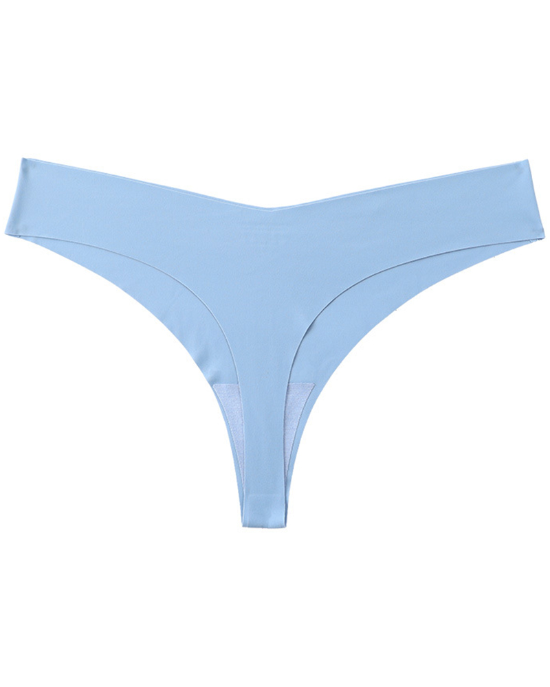 

Low Waist Skinny Solid Color Seamless Panties, Blue