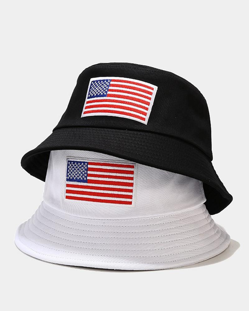 

1pc Independence Day Flag Pattern Sun Bucket Hat, Black
