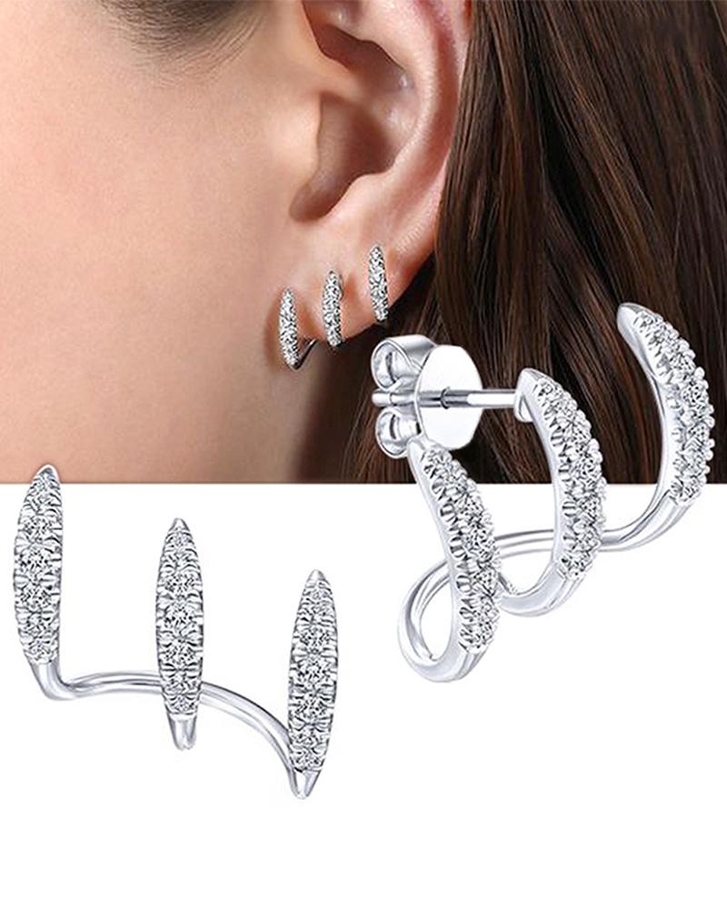 

1Pair Wedding Evening Party Rhinestone Claw Earrings, Silver