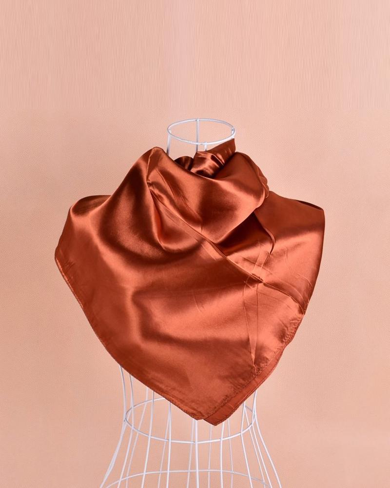 

Plain Satin Square Scarf Headband, Brown