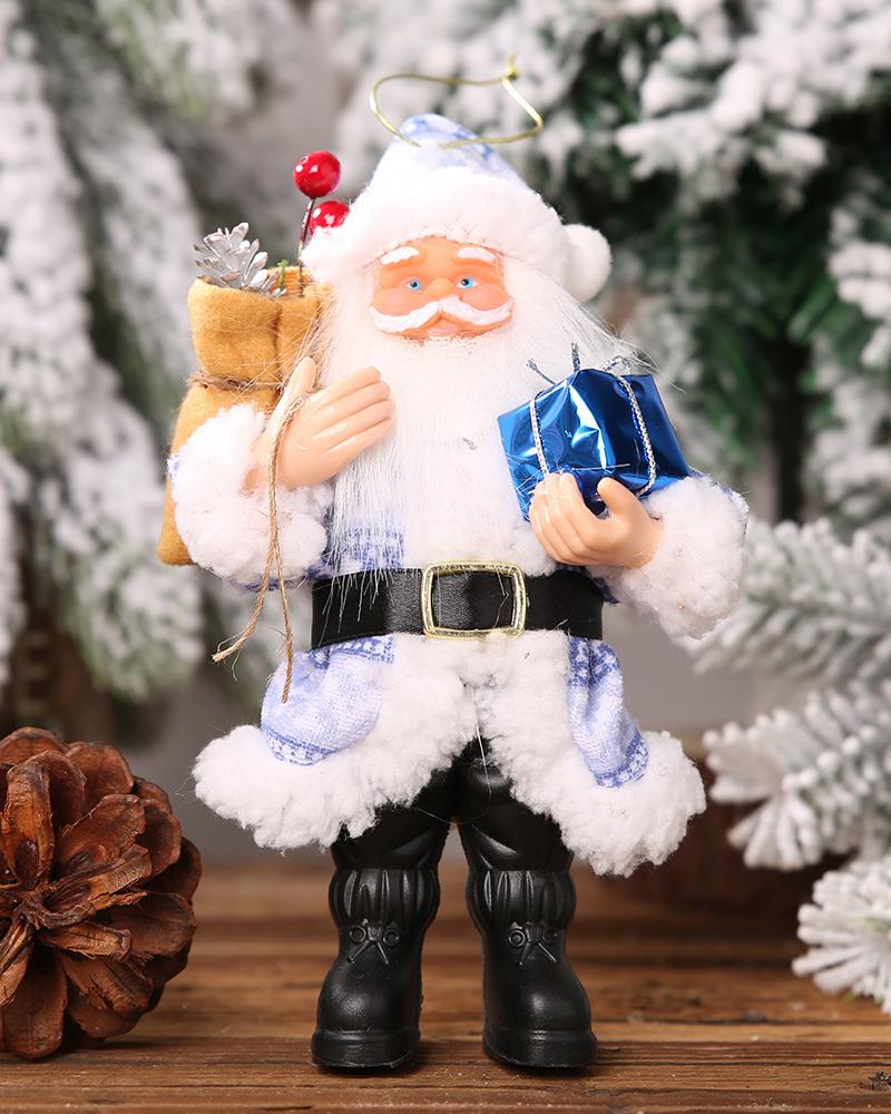 

Christmas Figurines Resin Santa Claus Ornament Standing Decoration Small Xmas Tree Hanging Decorations, Blue