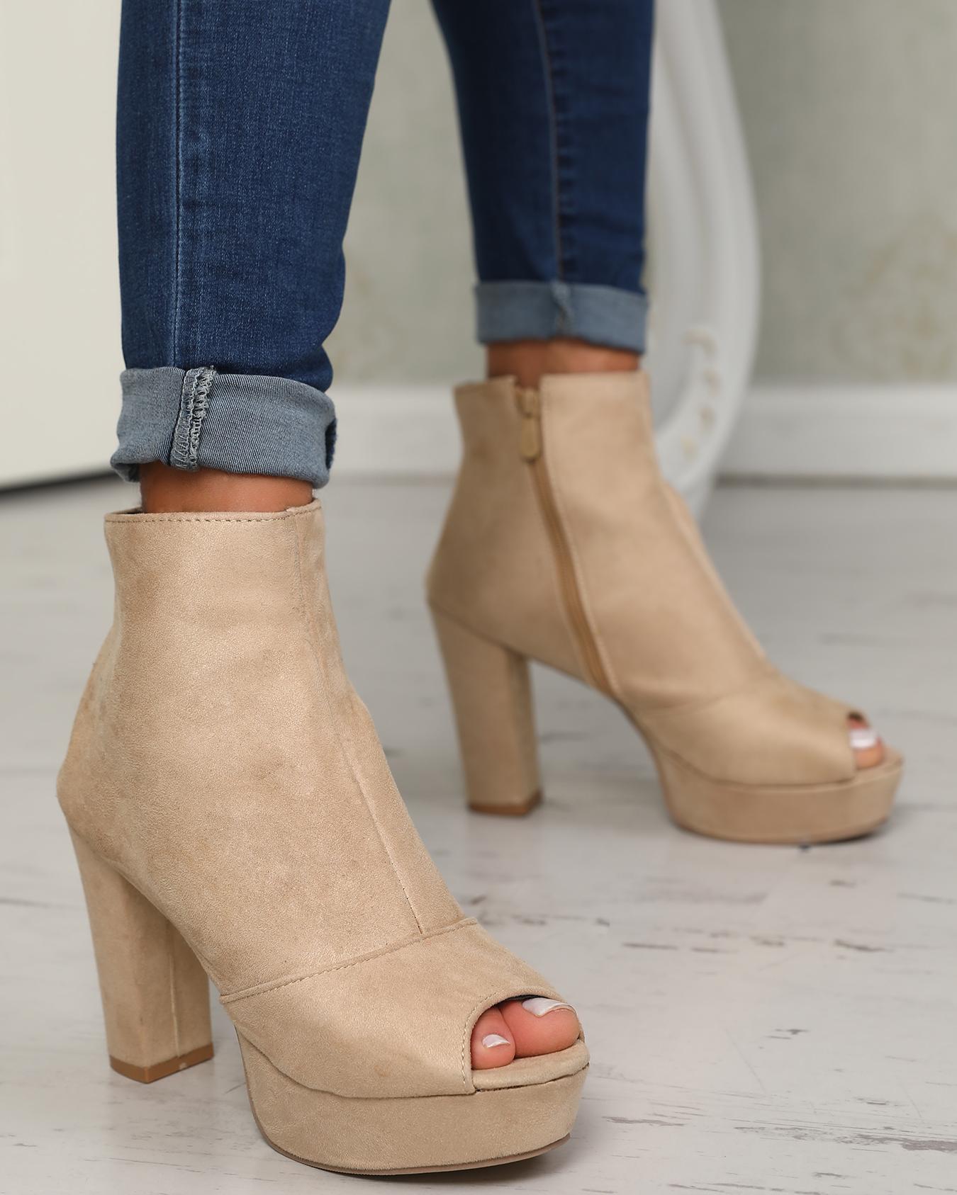 

Stylish Solid Color Open Toe Chunky Pumps, Beige