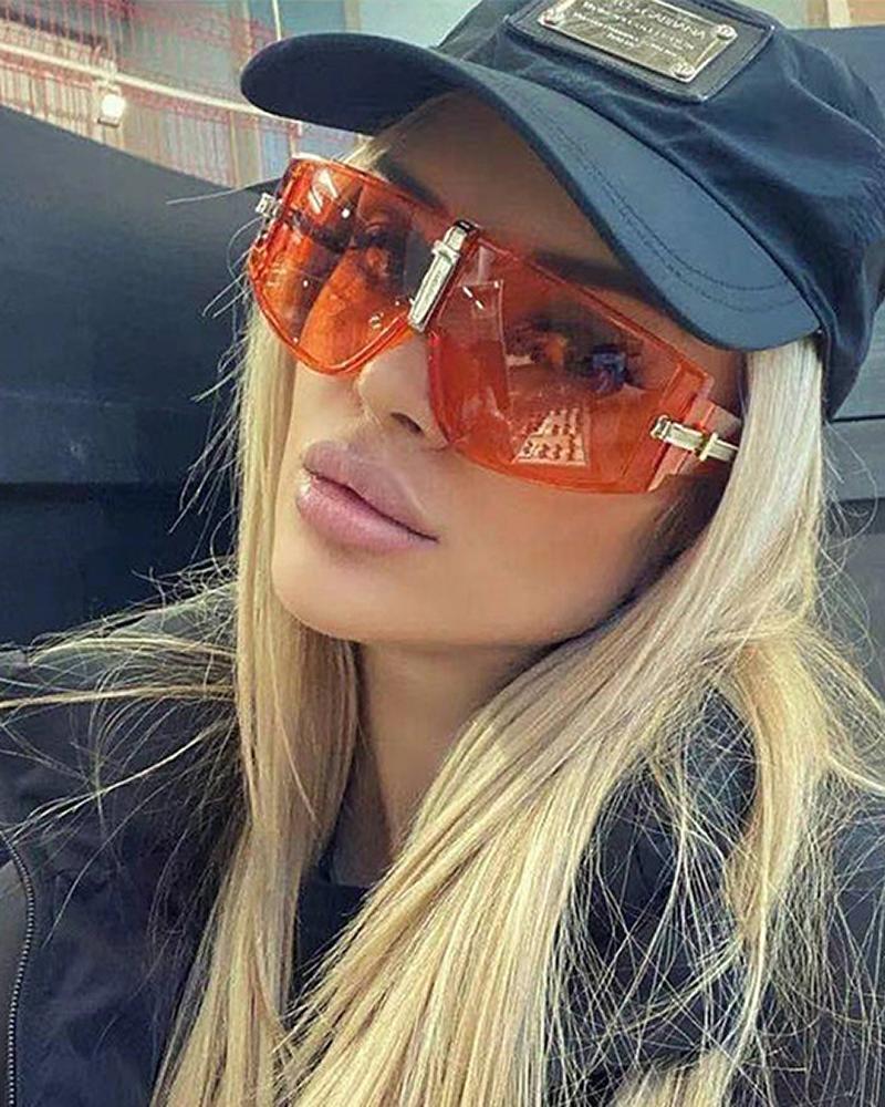

1Pair Flat Top Square Frame Gradient Sunglasses, Orange