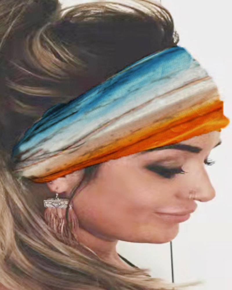 

Ombre Colorblock Yoga Sports Wide Headband, Multicolor