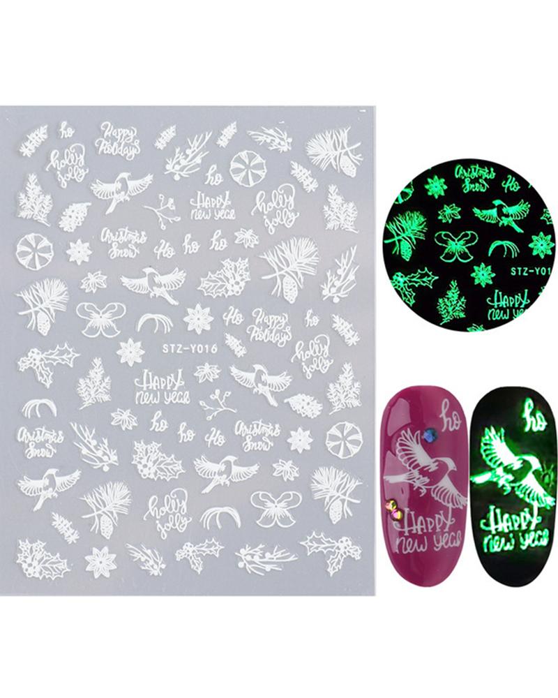 

1 Sheet Night Glow Luminous Christmas Pattern Nail Sticker, Style3
