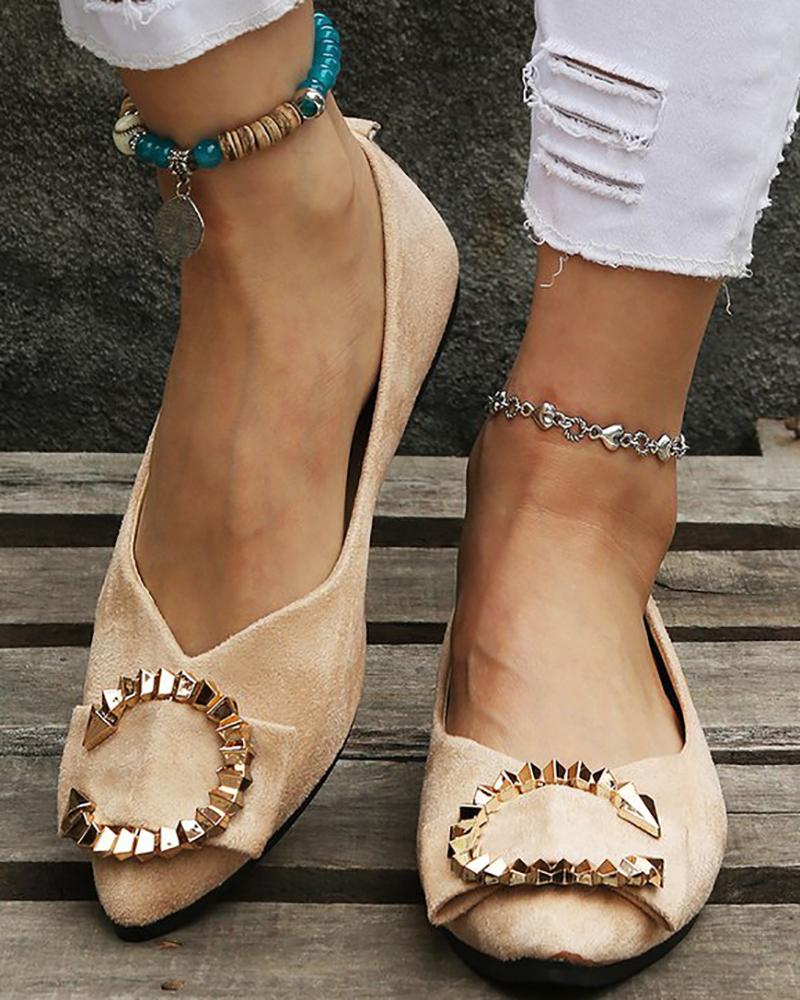 

Point Toe Slip On Loafers, Apricot