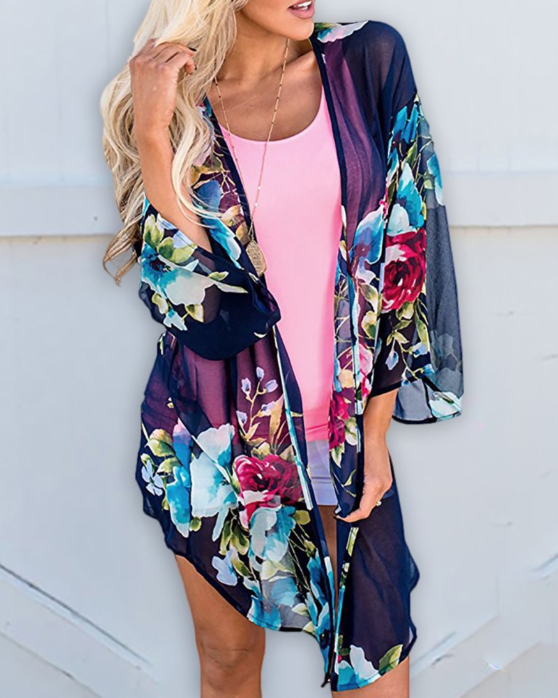Floral Print Long Sleeve Cover Up Online. Discover hottest trend