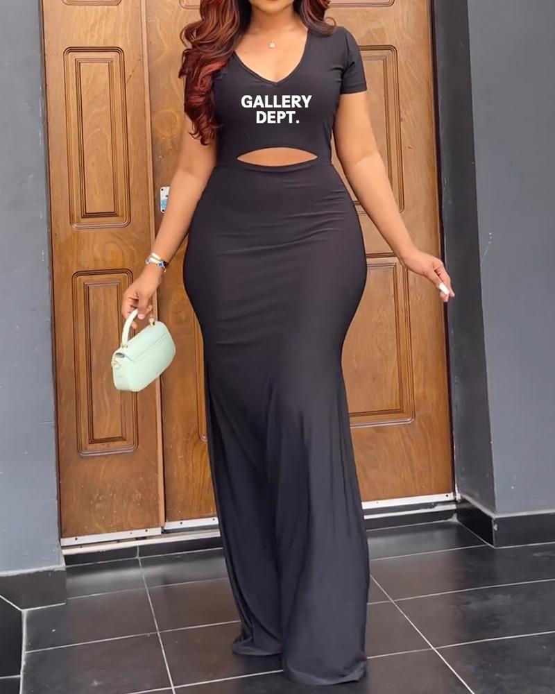 

Gallery Dept Print Cutout V-Neck Maxi Dress, Black