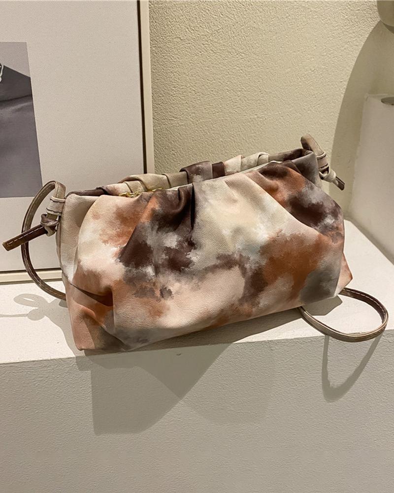 

Tie Dye Print Ruched Shoulder Bag, Khaki