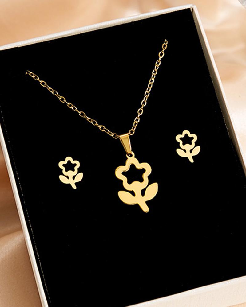 

Mother's Day Hollow Out Heart Letter Mama Necklace & Earrings Jewelry Set, Style9