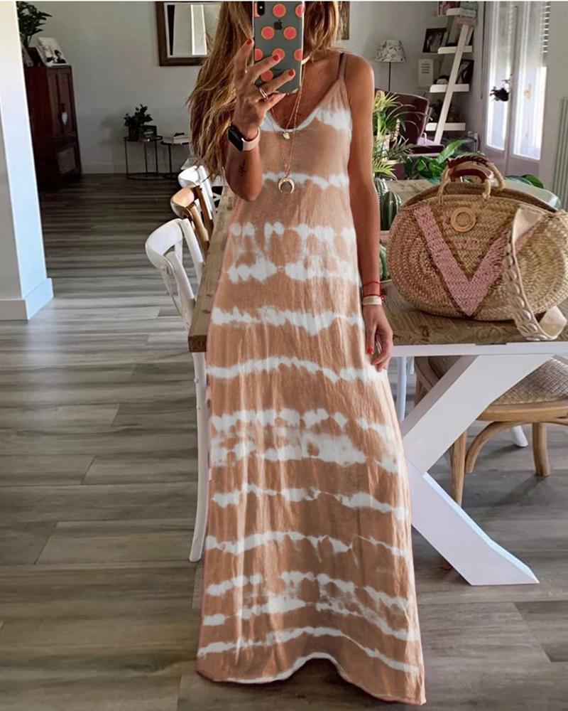 

Tie Dye Print Spaghetti Strap Casual Dress, Orange