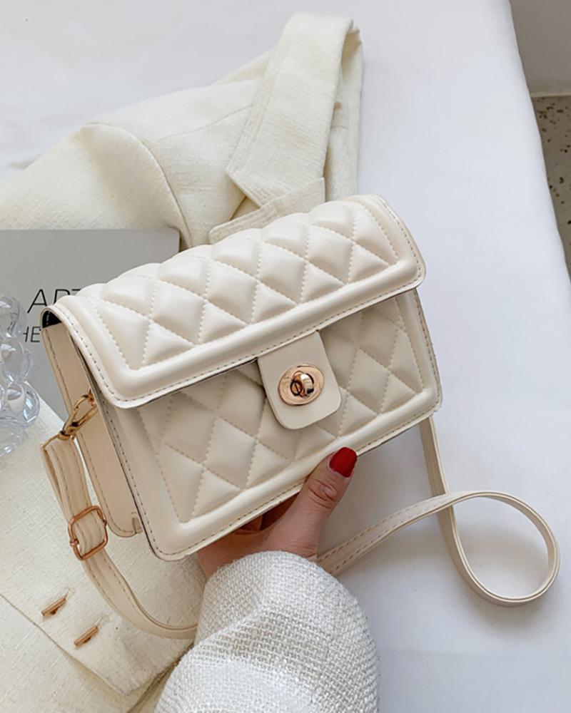

Quilted Square Shoulder Bag, White