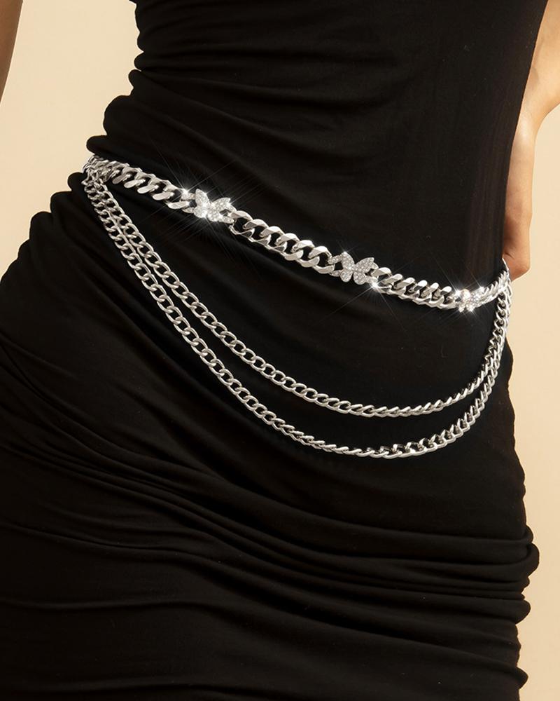 

1pc Multi-layer Minimalist Waist Chain, Silver