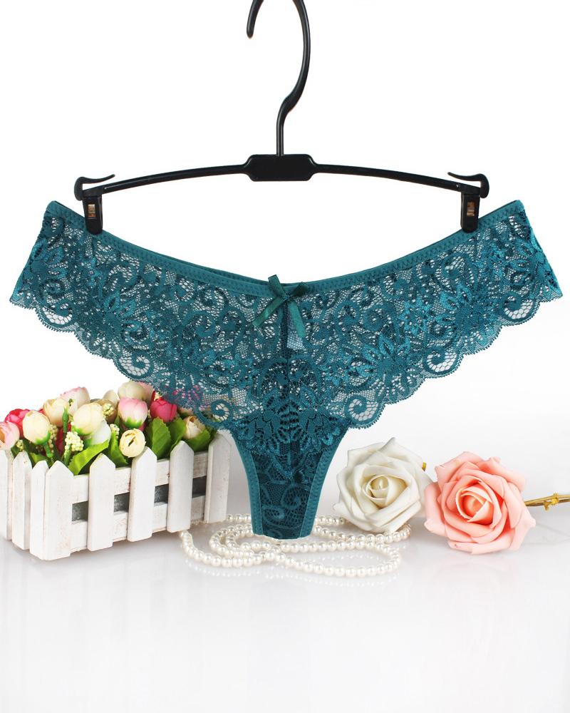 

See Through Floral Lace Panty, Dark green