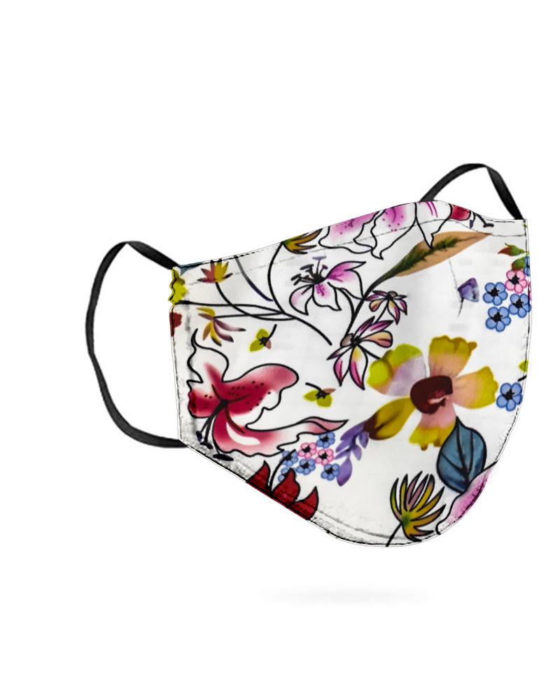 

Floral Print Breathable Mouth M .a. s. k Washable And Reusable, White