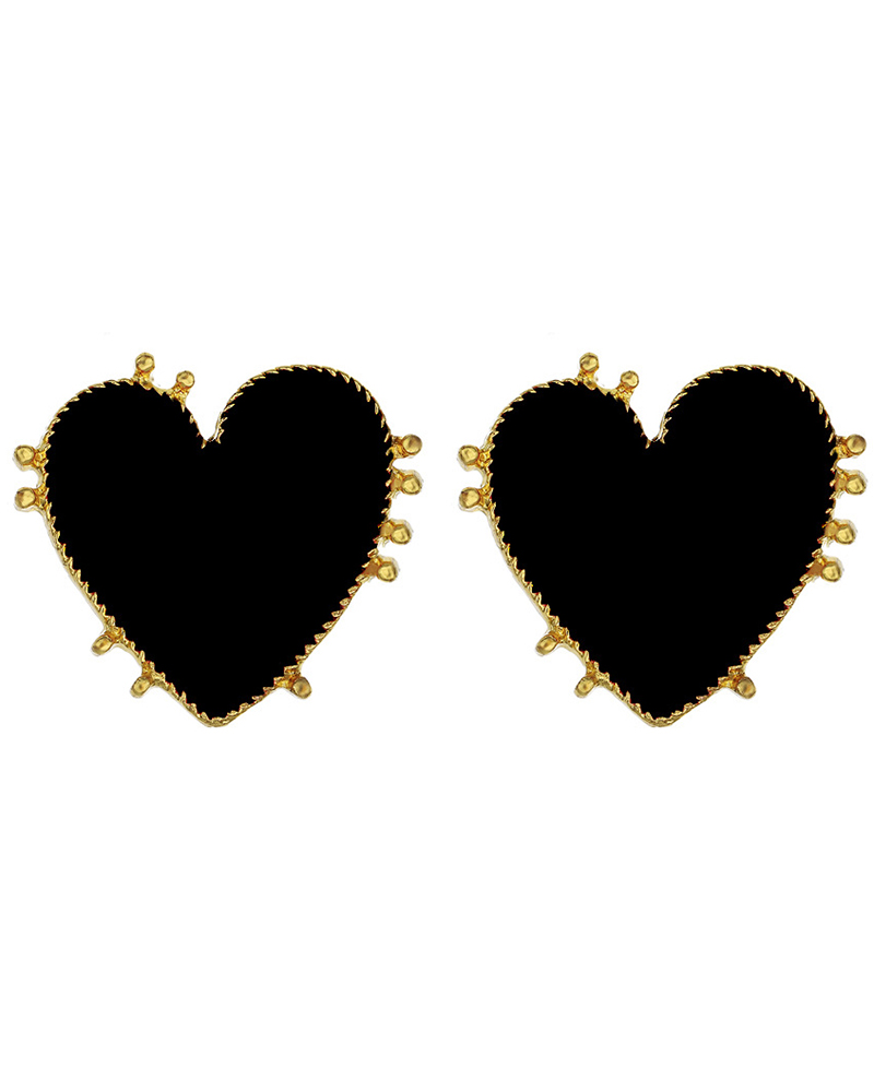 

Valentine's Day Heart Shaped Earrings, Black