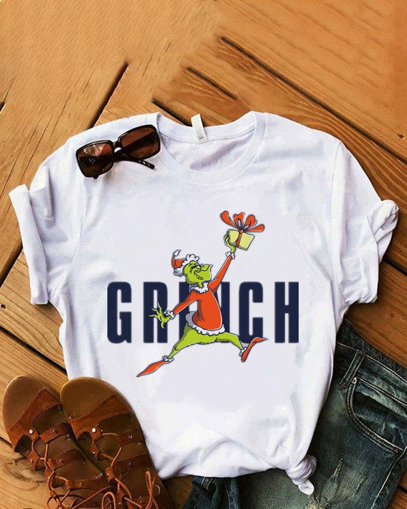 

Christmas Short Sleeve Grinches Print Top, Style3