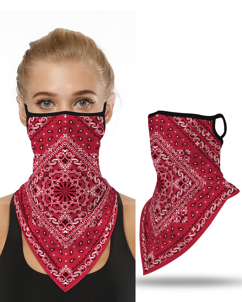 

Print Breathable Ear Loop Face Cover Bandana Windproof Dust Outdoors, Red