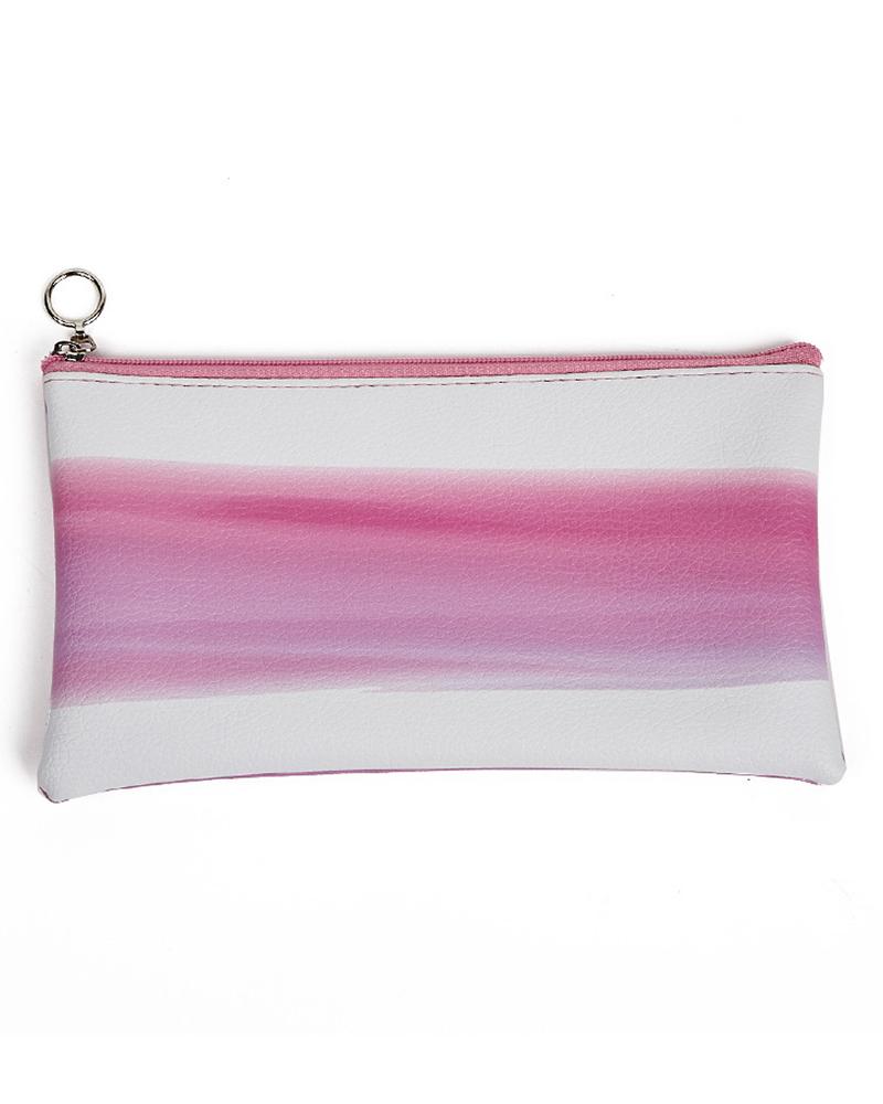 

Ombre Square Zipper Decor Functional Makeup Bag, Pink