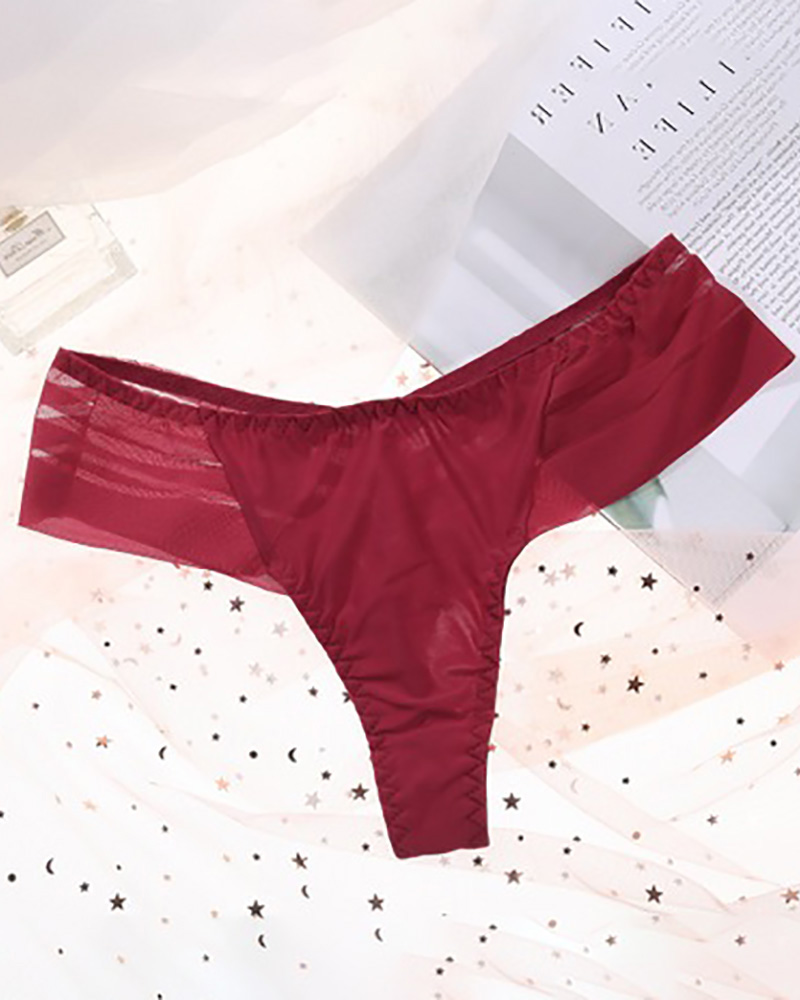 

Breathable Sheer Mesh Ice Silk Panty, Wine red