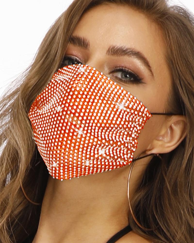 

Rhinestone Breathable Mouth Mask Washable And Reusable, Orange