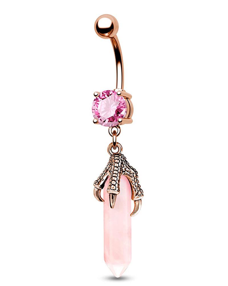 

1pc Crystal Stone Ghost Hands Hexagon Drop Belly Ring, Style2