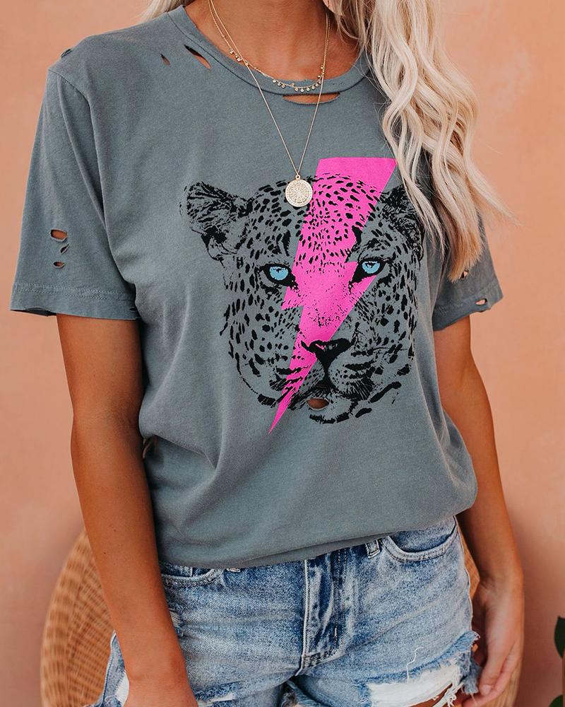 

Lightning Bolt & Tiger T-Shirt, Gray