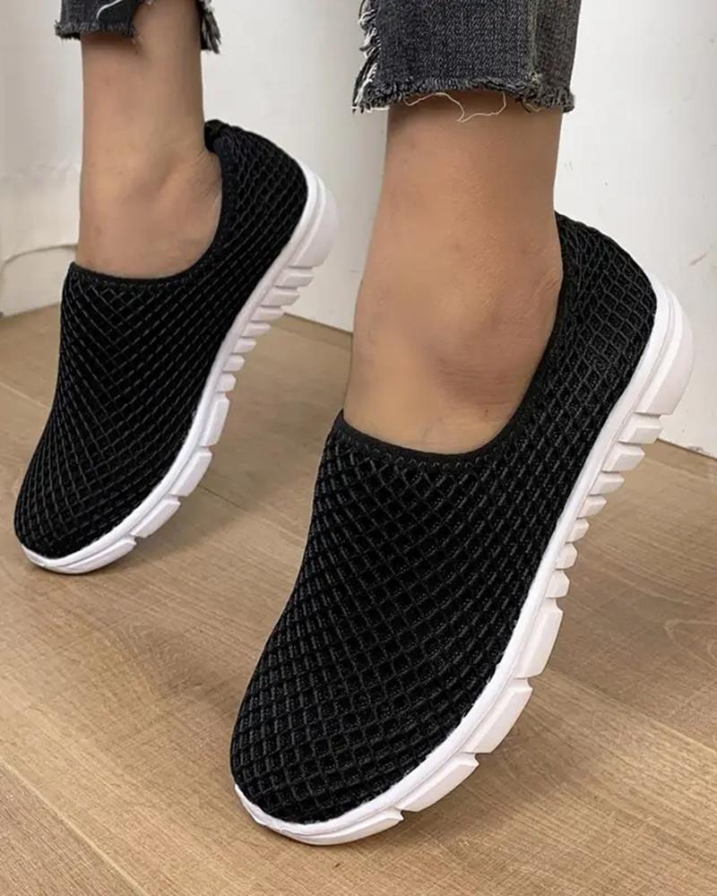 

Hollow Out Slip-on Breathable Sneakers, Black
