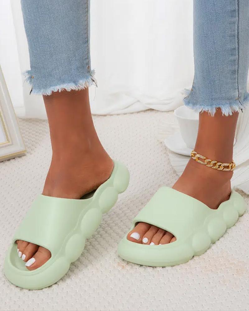 

Round Toe Soft Slippers, Green