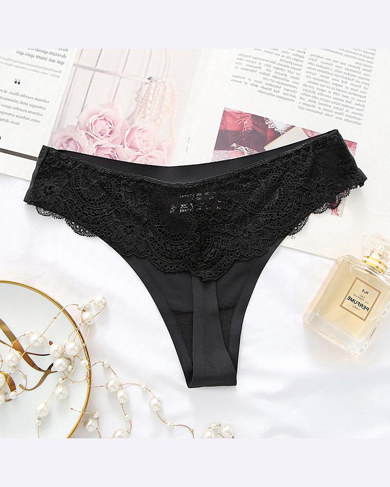

Sexy Lace Skinny Thong Panties, Black
