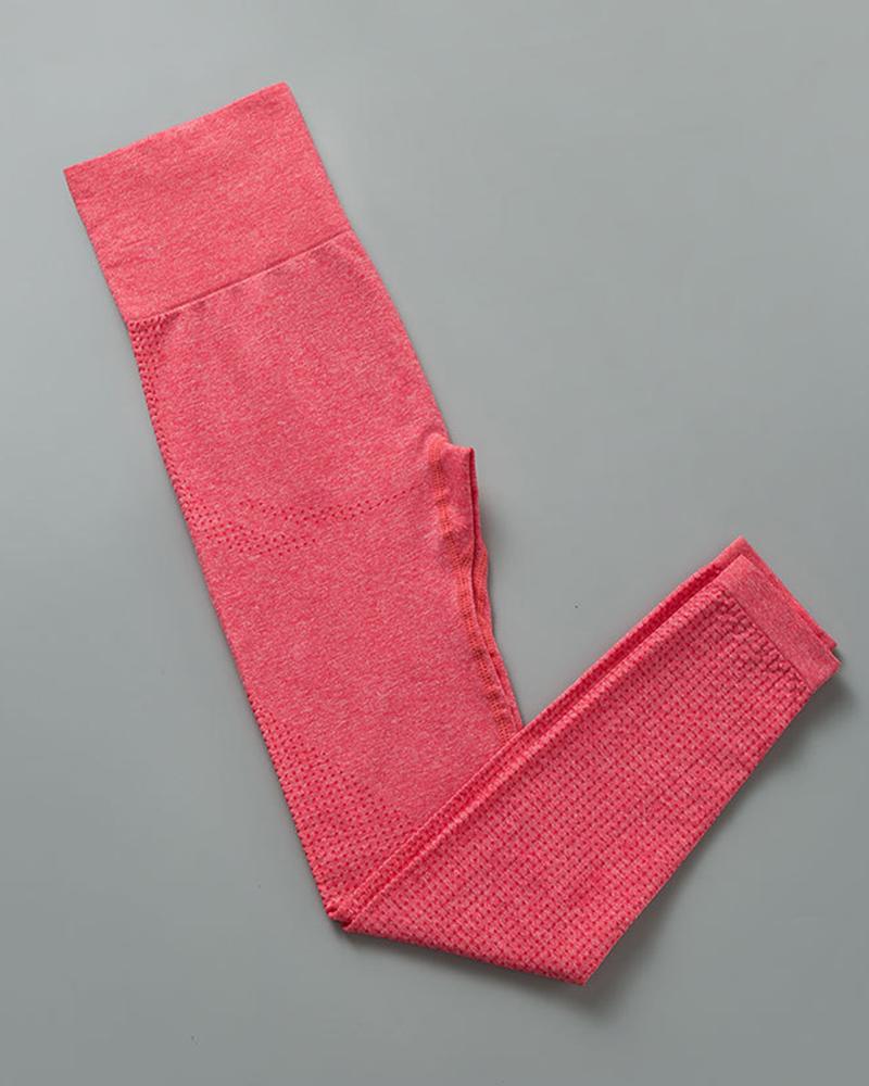 

Plain Sporty Skinny High Waist Active Pants, Orange