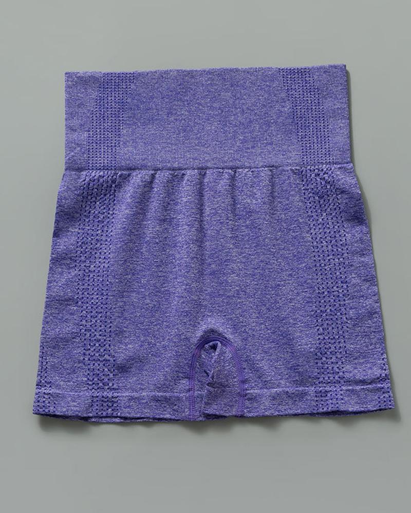

Plain Skinny High Waist Sporty Short Pants, Purple