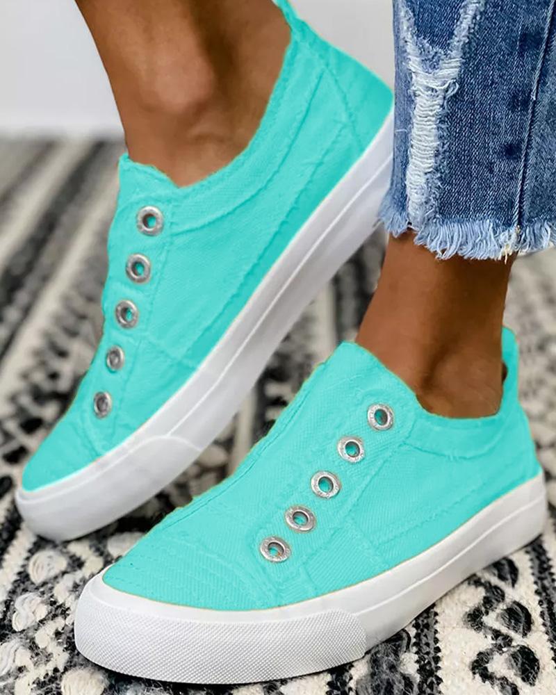 

Eyelet Slip-on Canvas Sneakers, Turquoise blue