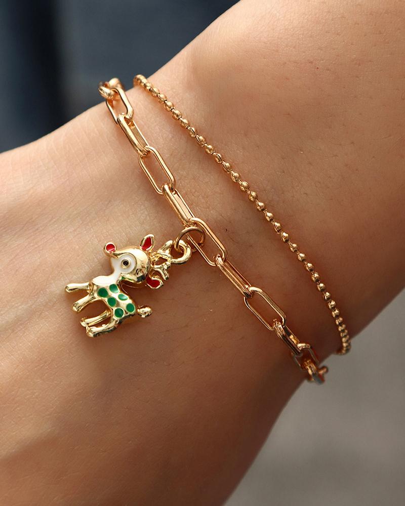 

1pc Christmas Snowman Layered Chain Bracelet, Style1