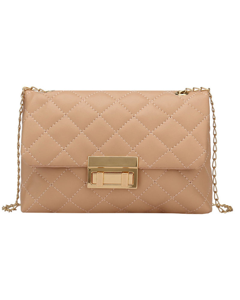 

Quilted Chain Strap Flap Crossbody Bag, Pink