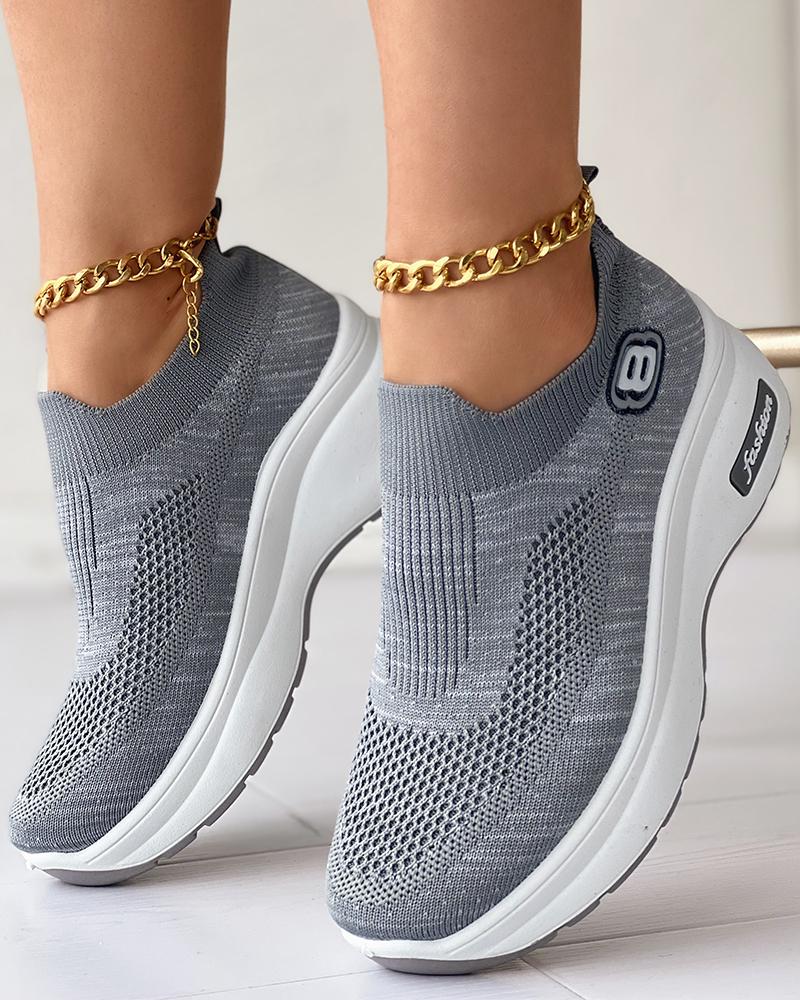 

Breathable Slip-on Hidden Wedge Sneakers, Gray