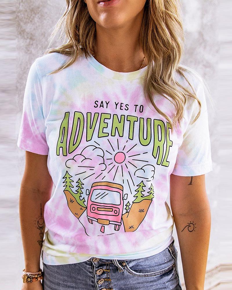 

Lip Print Round Neck Short Sleeve T-Shirt, Pink