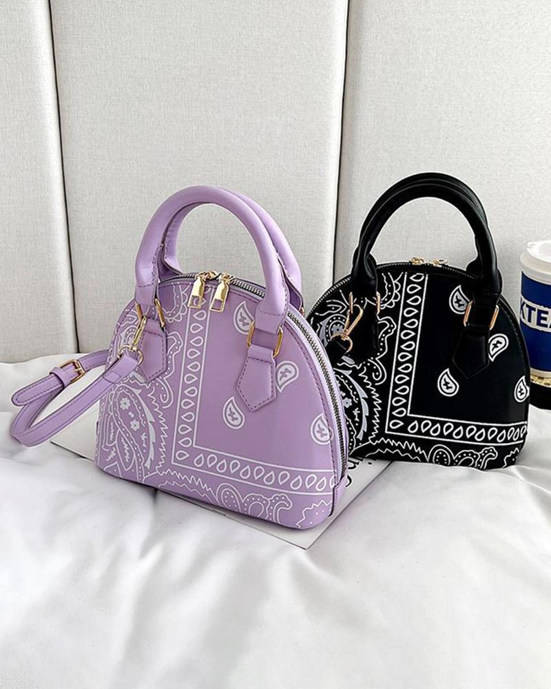 

Paisley Top Handle Vintage Handbag, Purple