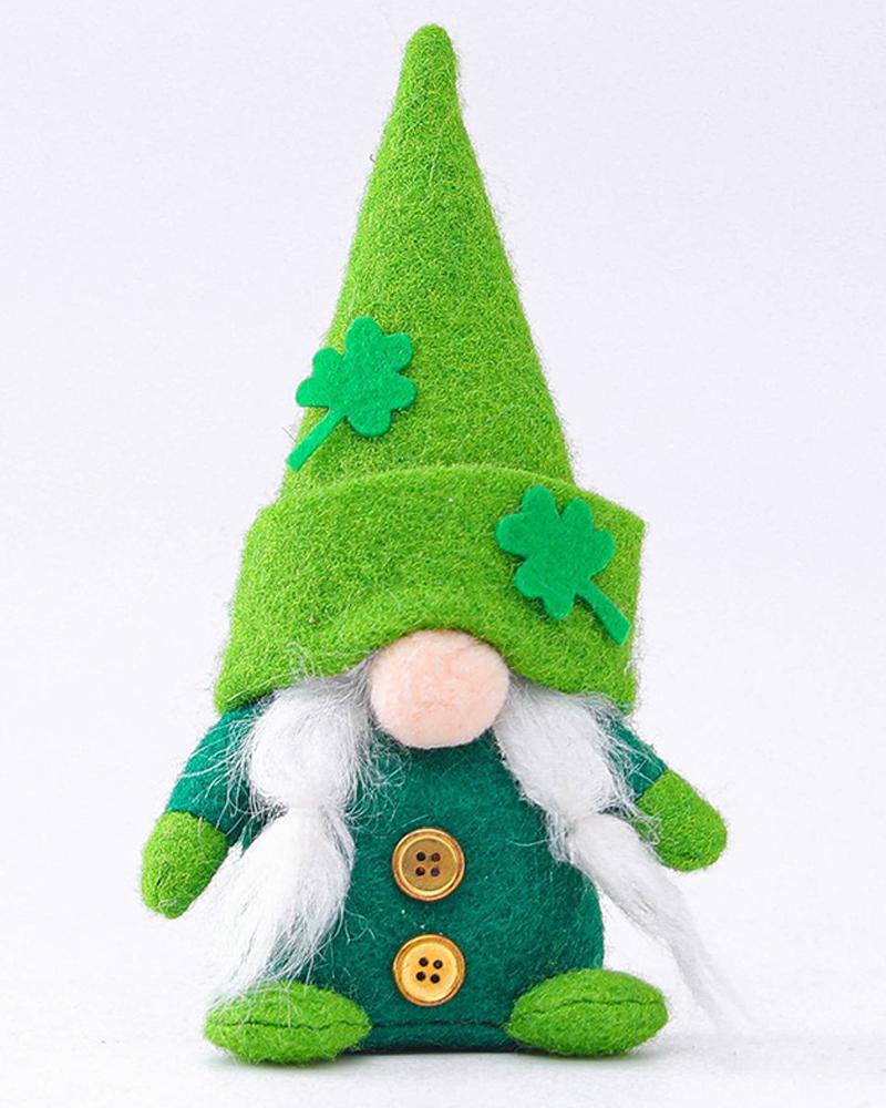 

St.Patrick's Day Gnome Decorations Green Hat Doll Faceless Lucky Clover Ornament, Style1