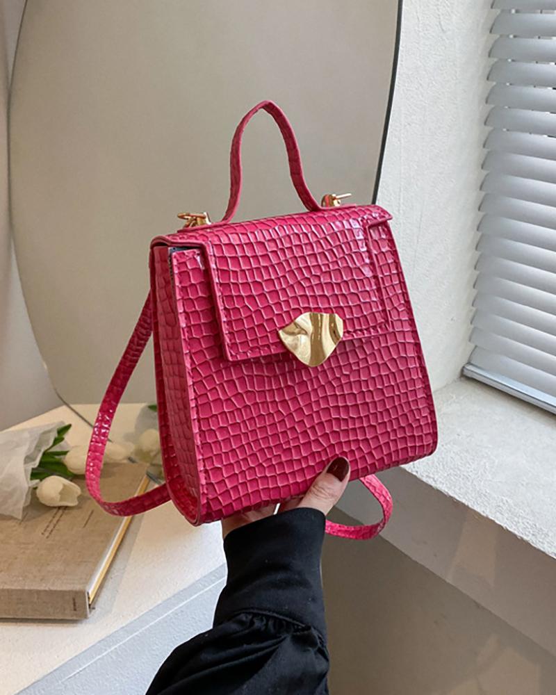 

Crocodile Top Handle Crossbody Bag, Hot pink