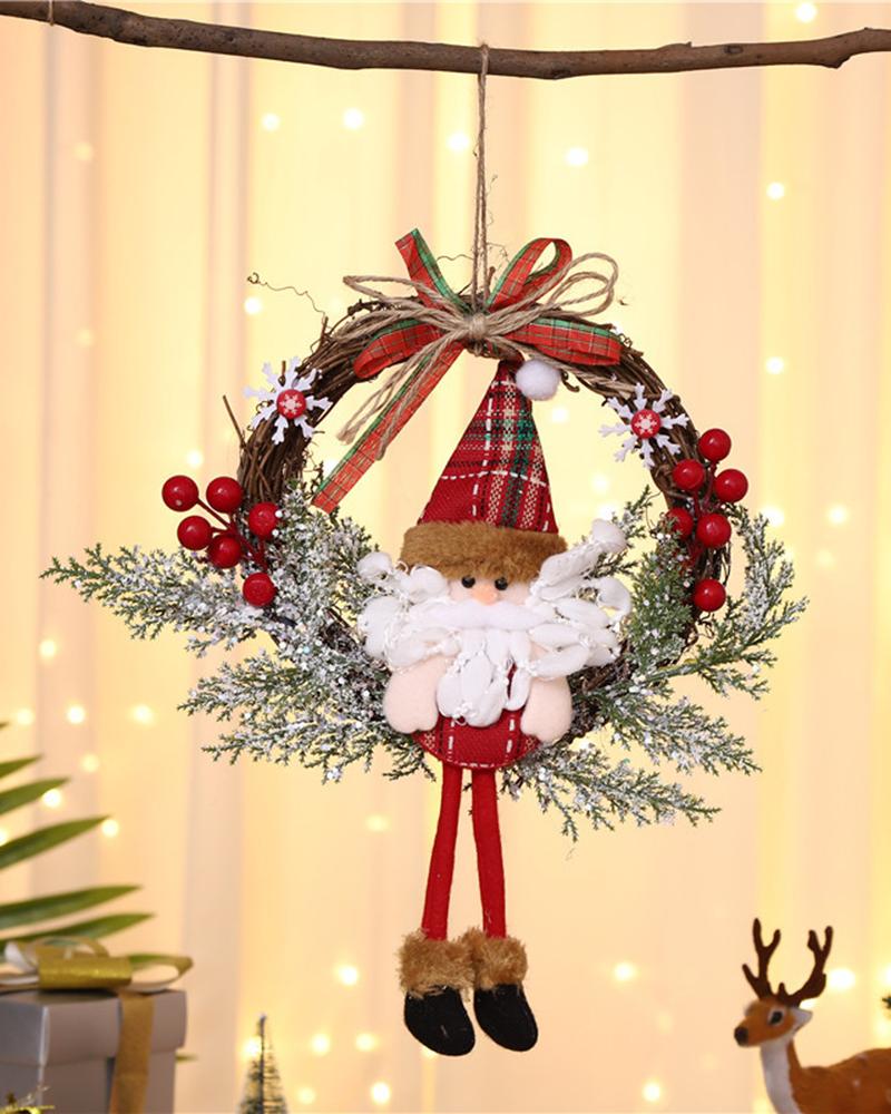 

1pc Artificial Christmas Wreath For Front Door Wall Window Farmhouse Home Decoration Ornament, Style1