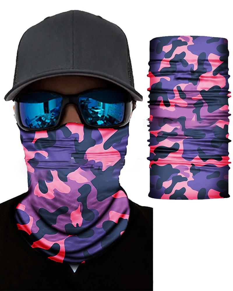 

Camouflage Print Breathable Face Bandana Magic Scarf Headwrap Balaclava, Purple