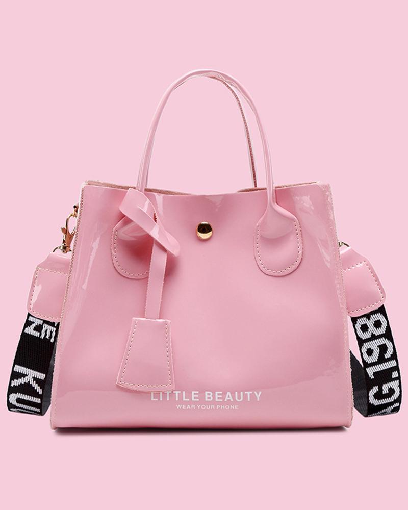

Letter Bend Large Capacity Tote Bag, Pink