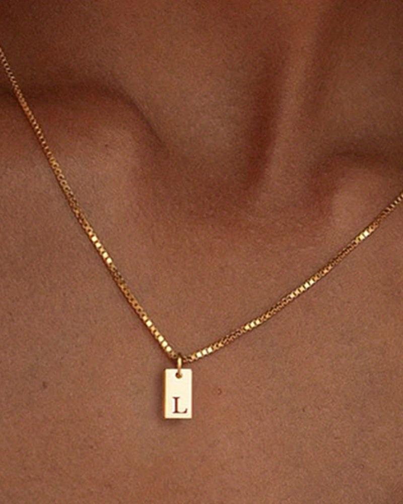 

1pc Alphabet Letter Engraved Pendent Necklace, Style12