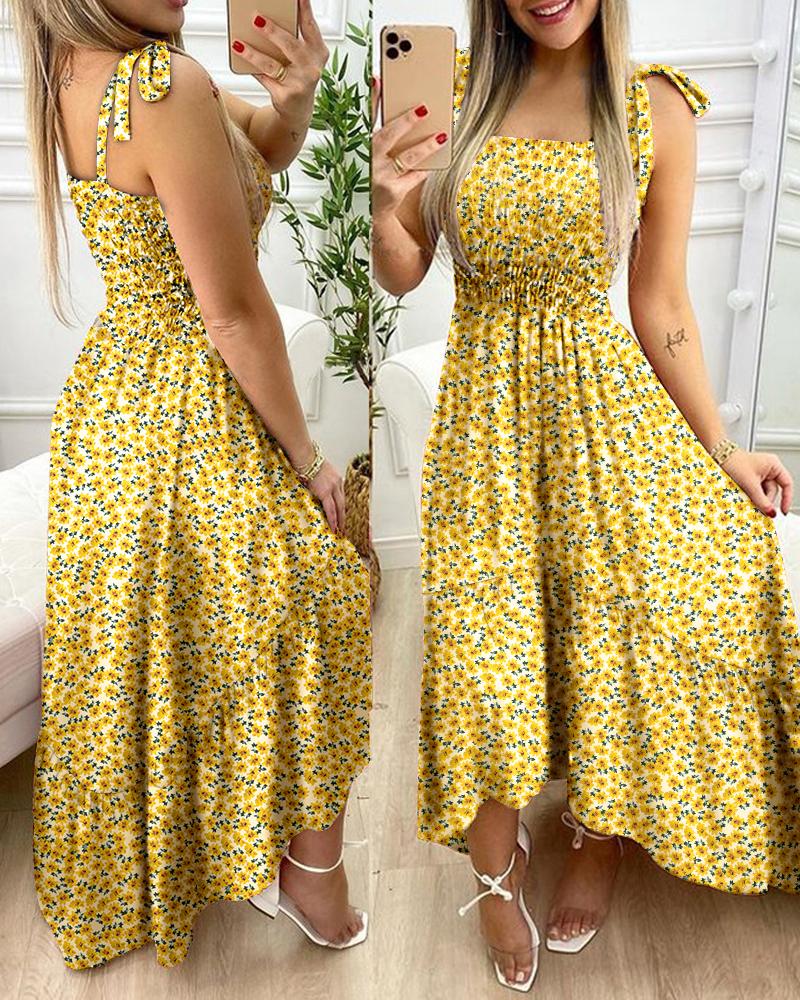 

Shivering Floral Print Cami Maxi Dress, Yellow